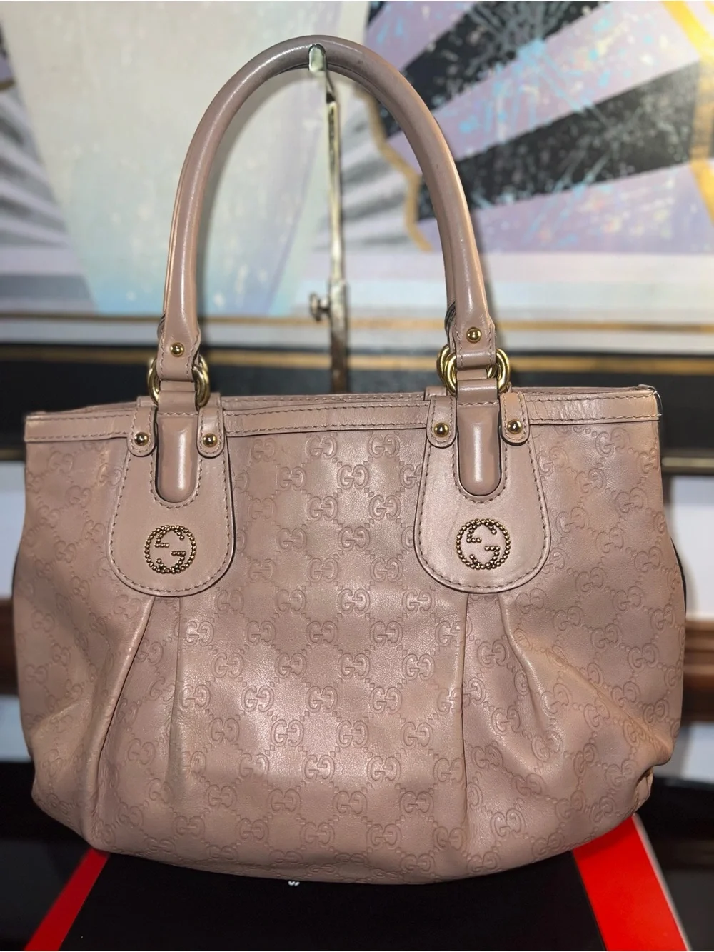 Gucci Blush Pink GG Embossed Leather Shoulder Bag